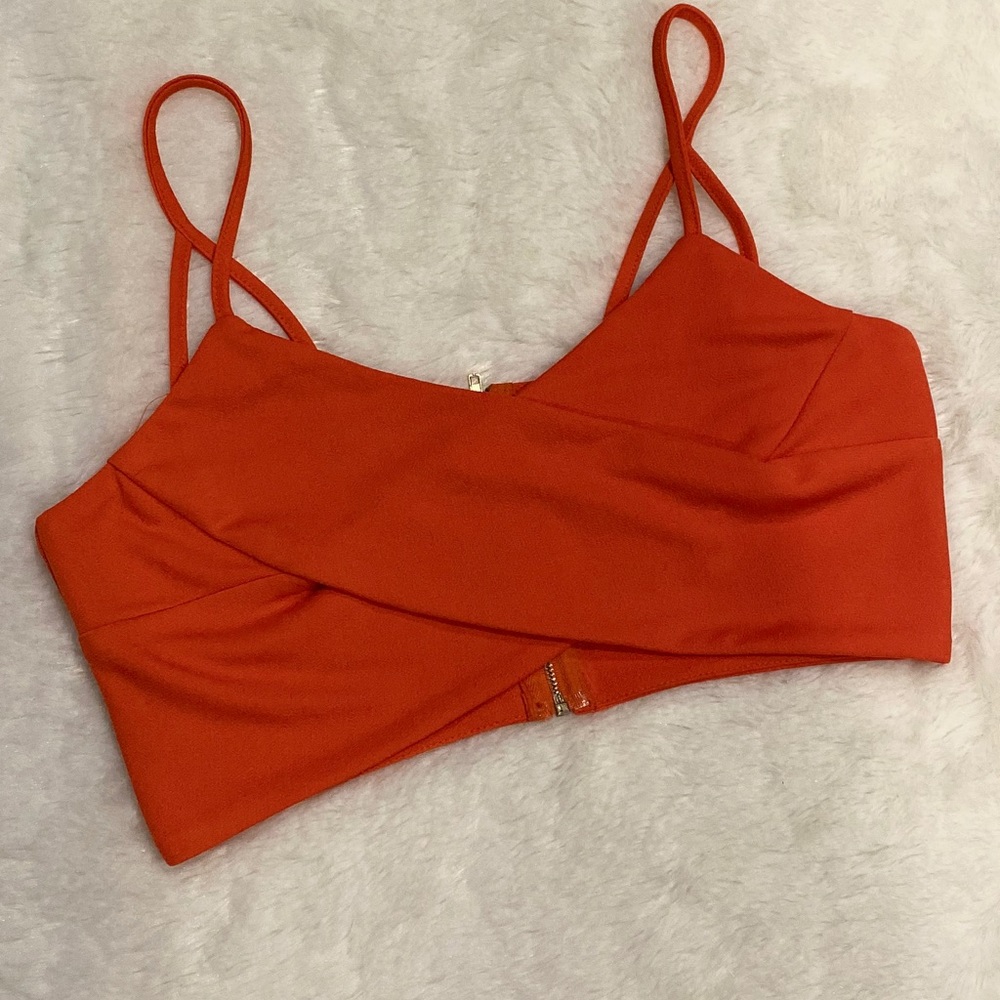 Misguided Orange strappy bandeau crop
